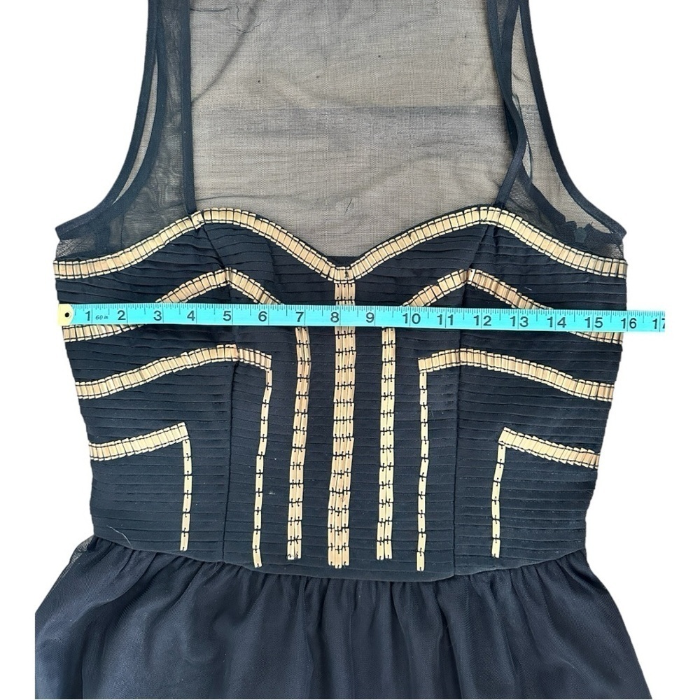 Guess | Mesh Skater Dress with Gold Beading | size 8 - Picture 5 of 8